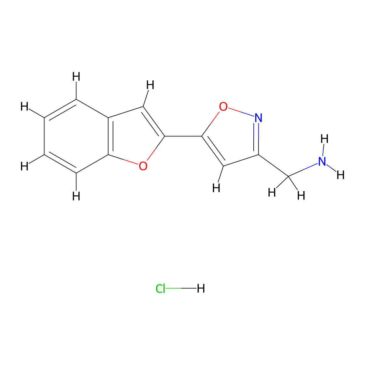 {[5-(1-Benzofuran-2-yl)isoxazol-3-yl]methyl}amine hydrochloride molecular structure, CAS 1219211-92-3