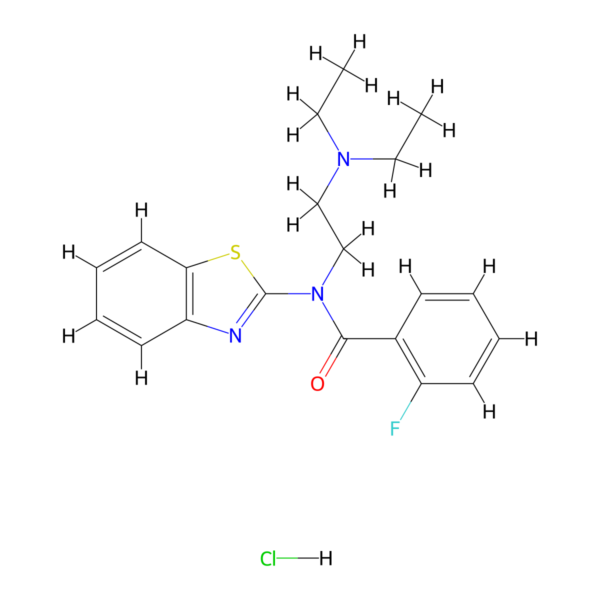 N-(benzo[d]thiazol-2-yl)-N-(2-(diethylamino)ethyl)-2-fluorobenzamide hydrochloride molecular structure, CAS 1219212-17-5