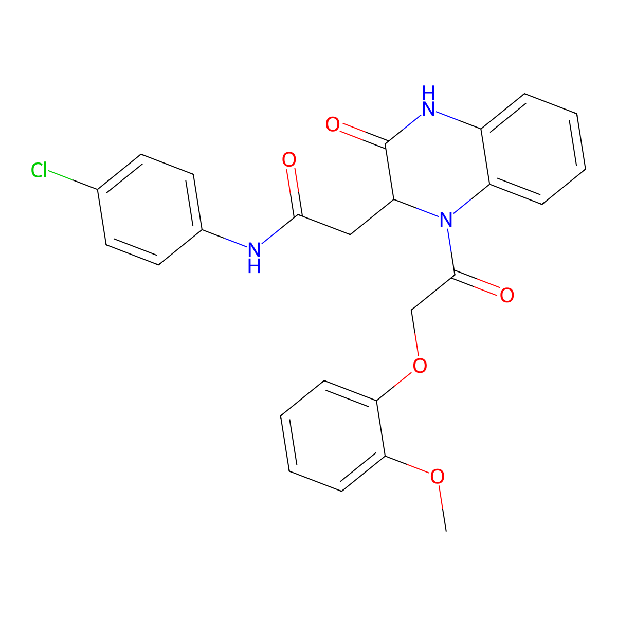 N-(4-chlorophenyl)-2-{1-[(2-methoxyphenoxy)acetyl]-3-oxo-1,2,3,4-tetrahydroquinoxalin-2-yl}acetamide molecular structure, CAS 1219219-20-1