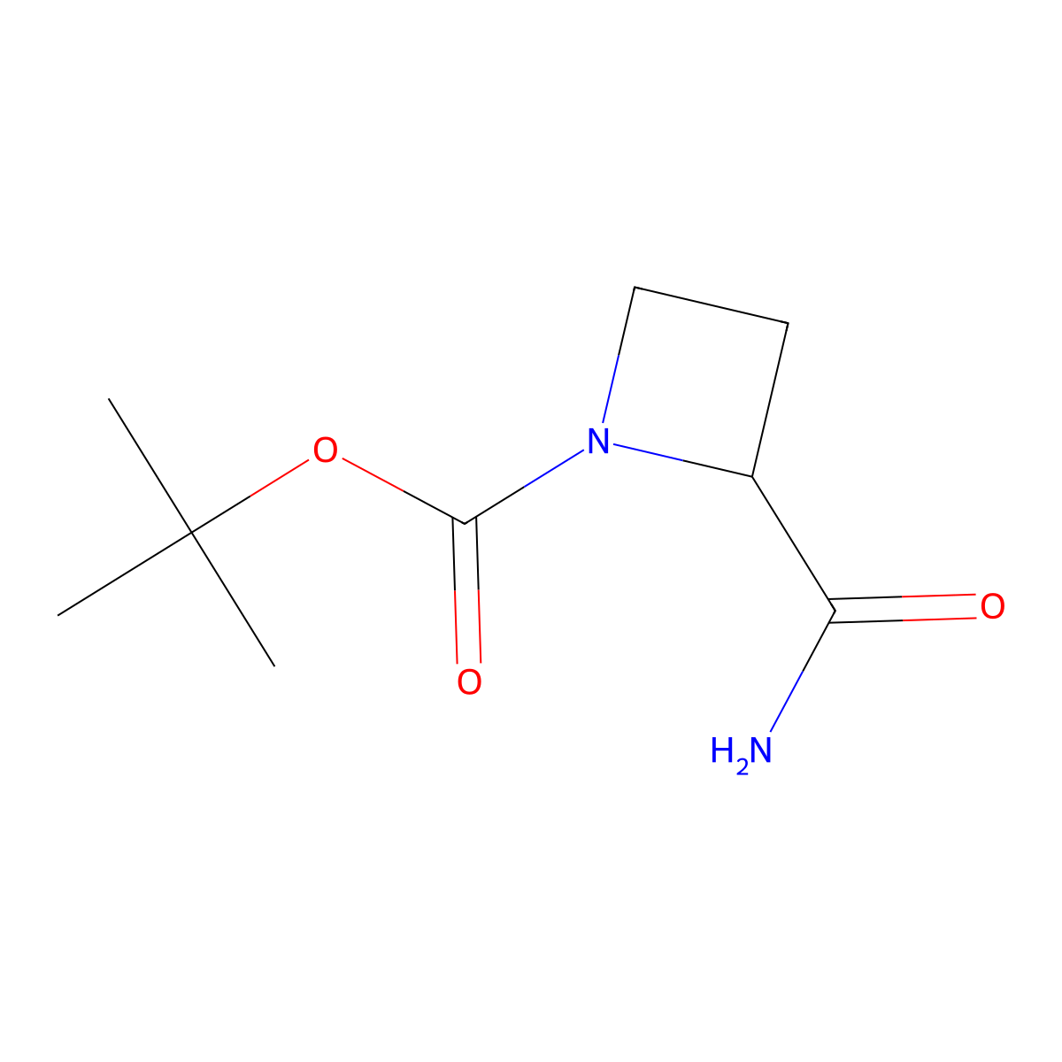 tert-Butyl 2-carbamoylazetidine-1-carboxylate molecular structure, CAS 1219220-82-2