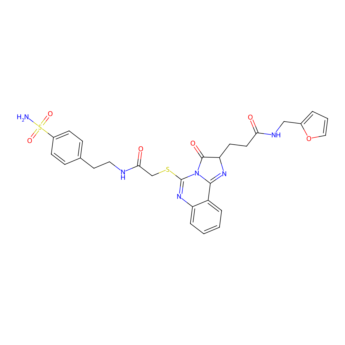N-[(furan-2-yl)methyl]-3-{3-oxo-5-[({[2-(4-sulfamoylphenyl)ethyl]carbamoyl}methyl)sulfanyl]-2H,3H-imidazo[1,2-c]quinazolin-2-yl}propanamide molecular structure, CAS 1219224-20-0