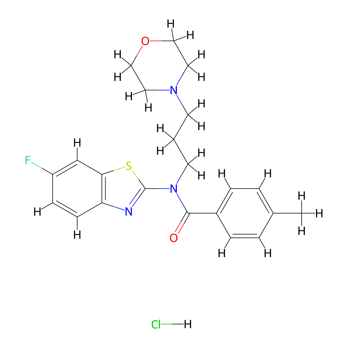 N-(6-fluorobenzo[d]thiazol-2-yl)-4-methyl-N-(3-morpholinopropyl)benzamide hydrochloride molecular structure, CAS 1219247-95-6