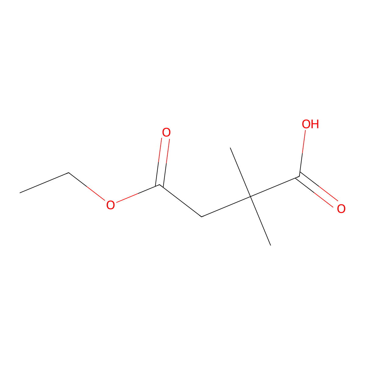 4-Ethoxy-2,2-dimethyl-4-oxobutanoic acid molecular structure, CAS 121925-55-1