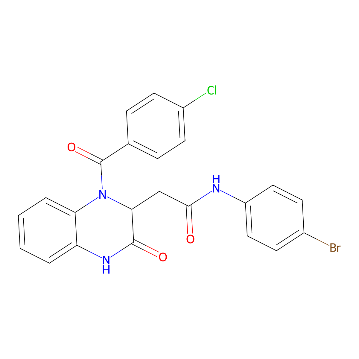 N-(4-bromophenyl)-2-{1-[(4-chlorophenyl)carbonyl]-3-oxo-1,2,3,4-tetrahydroquinoxalin-2-yl}acetamide molecular structure, CAS 1219264-68-2
