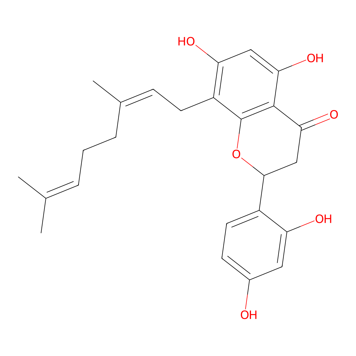 2-(2,4-Dihydroxyphenyl)-8-(3,7-dimethylocta-2,6-dienyl)-5,7-dihydroxy-2,3-dihydrochromen-4-one molecular structure, CAS 121927-91-1