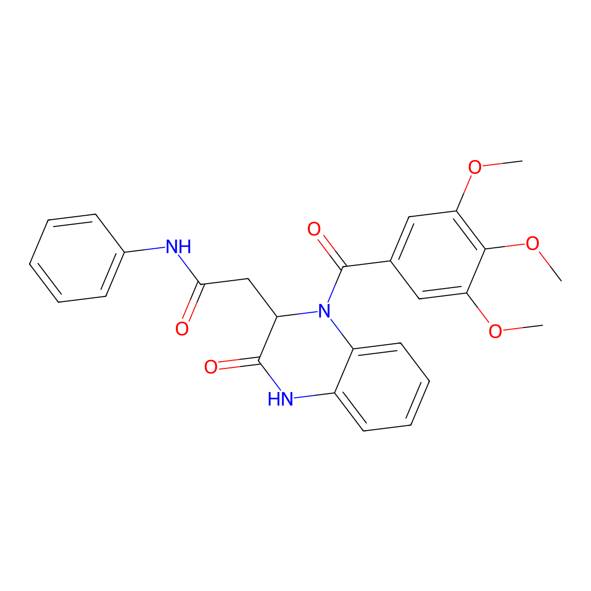 2-{3-oxo-1-[(3,4,5-trimethoxyphenyl)carbonyl]-1,2,3,4-tetrahydroquinoxalin-2-yl}-N-phenylacetamide molecular structure, CAS 1219275-98-5