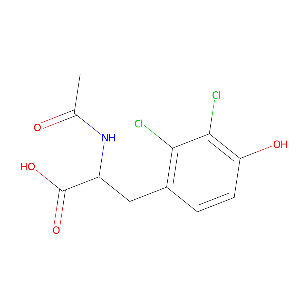 2-Acetamido-3-(2,3-dichloro-4-hydroxyphenyl)propanoic acid molecular structure, CAS 1219277-03-8