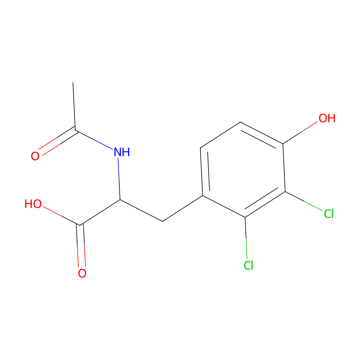 2-Acetamido-3-(2,3-dichloro-4-hydroxyphenyl)propanoic acid molecular structure, CAS 1219277-03-8