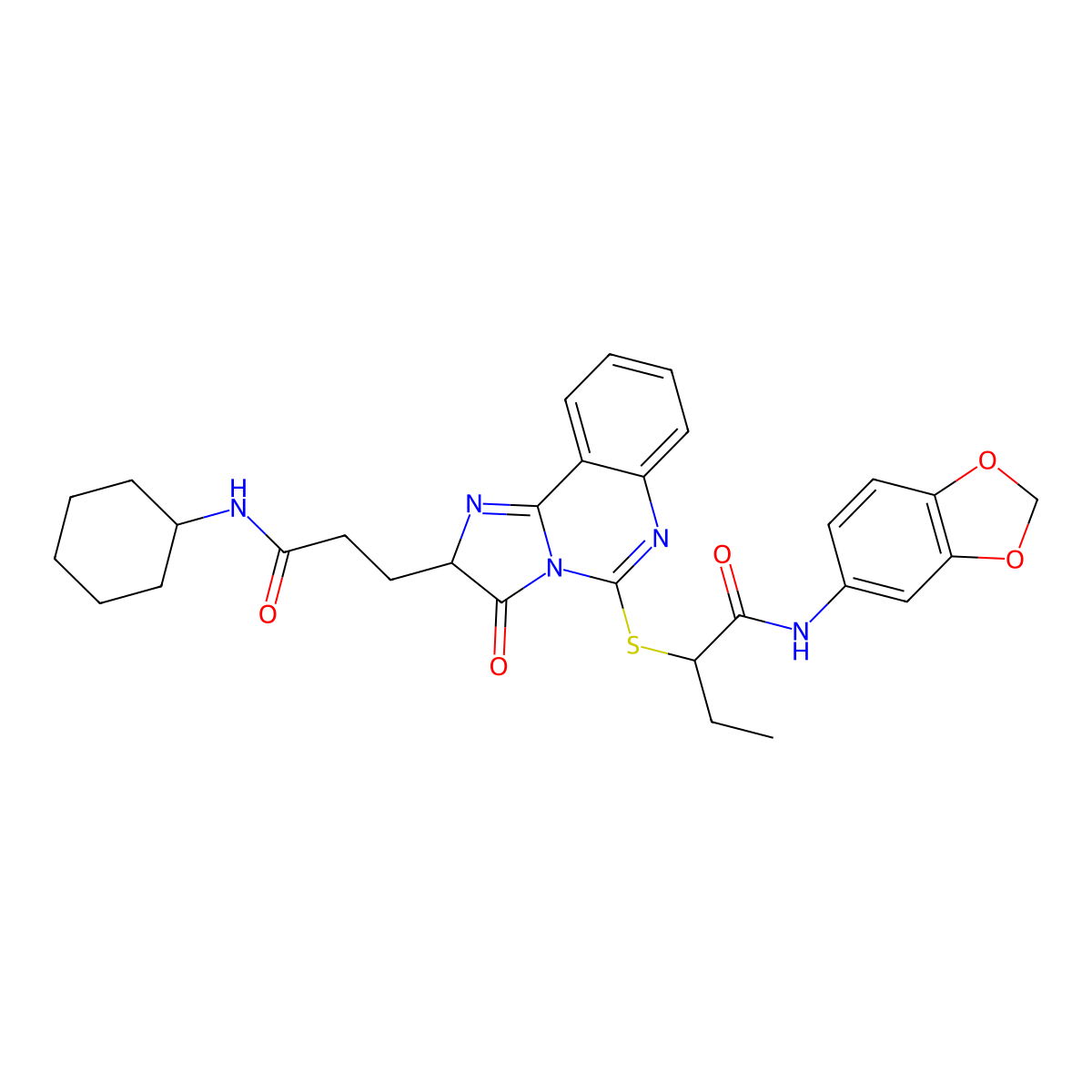 N-(2H-1,3-benzodioxol-5-yl)-2-({2-[2-(cyclohexylcarbamoyl)ethyl]-3-oxo-2H,3H-imidazo[1,2-c]quinazolin-5-yl}sulfanyl)butanamide molecular structure, CAS 1219282-84-4