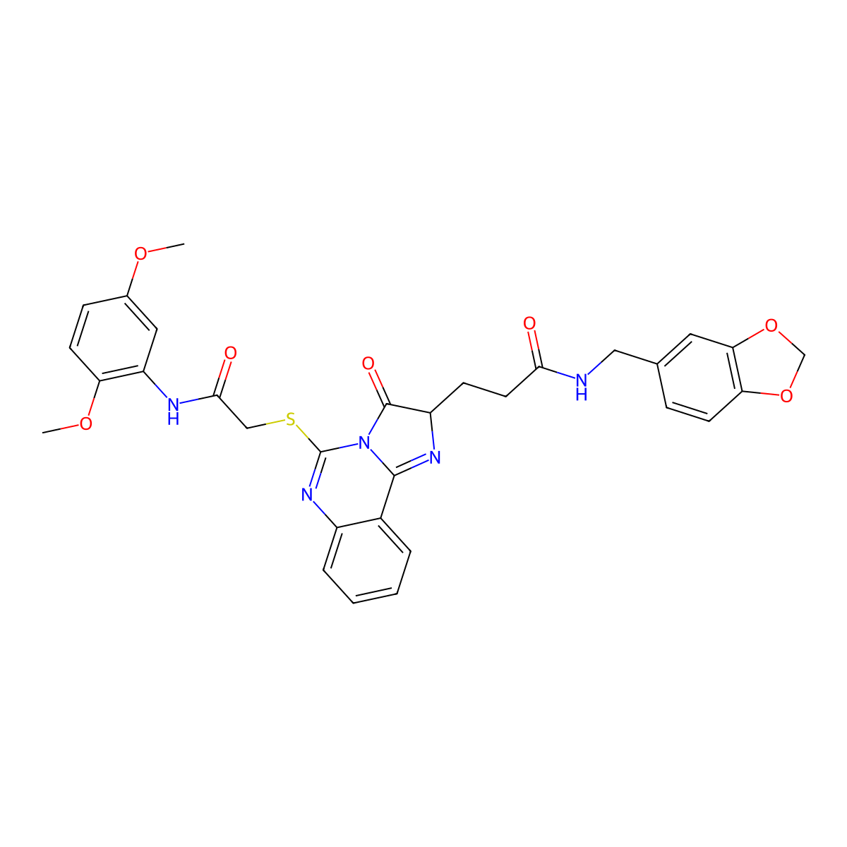 N-[(2H-1,3-benzodioxol-5-yl)methyl]-3-[5-({[(2,5-dimethoxyphenyl)carbamoyl]methyl}sulfanyl)-3-oxo-2H,3H-imidazo[1,2-c]quinazolin-2-yl]propanamide molecular structure, CAS 1219287-11-2
