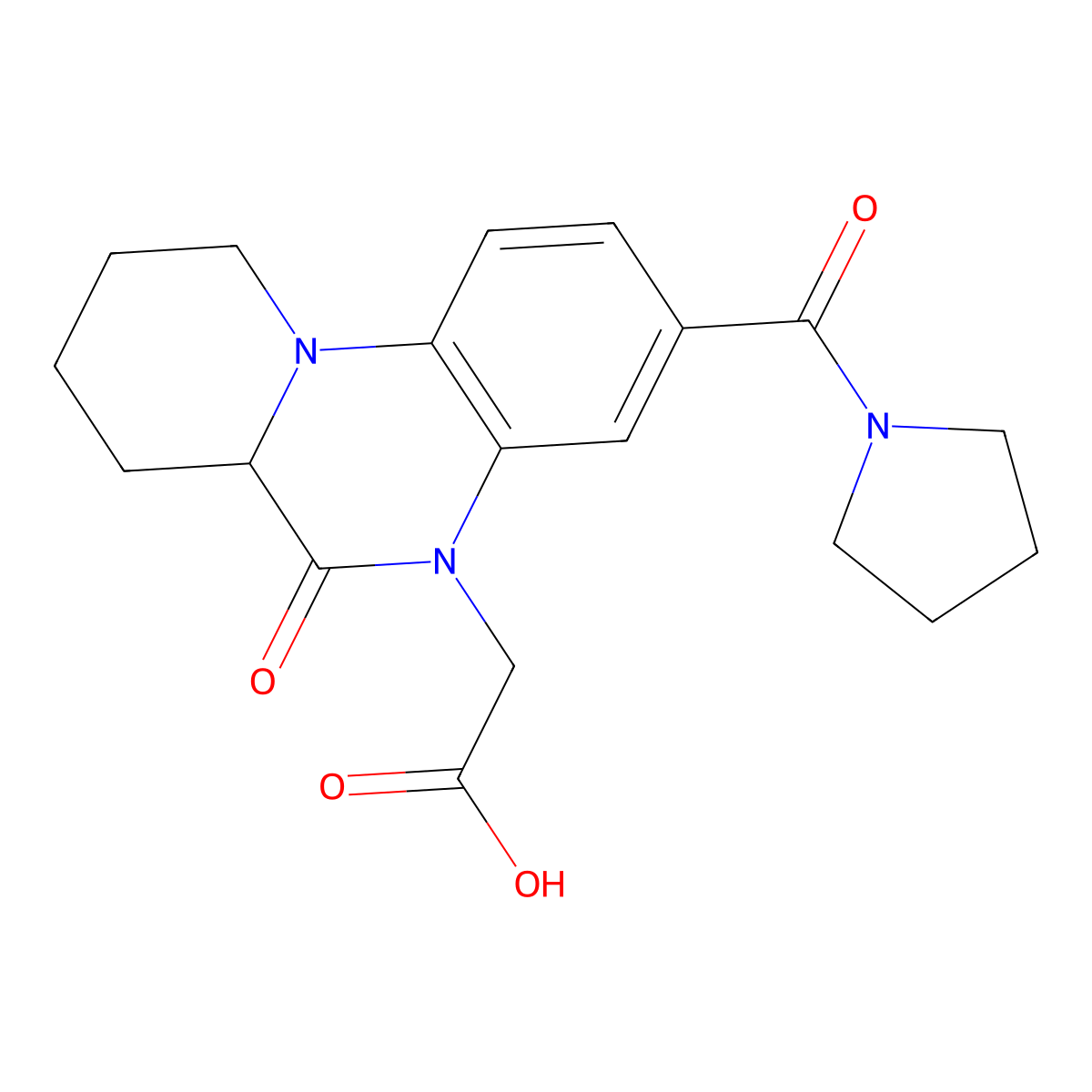 [6-Oxo-3-(pyrrolidin-1-ylcarbonyl)-6,6a,7,8,9,10-hexahydro-5H-pyrido[1,2-a]quinoxalin-5-yl]acetic acid molecular structure, CAS 1219289-06-1