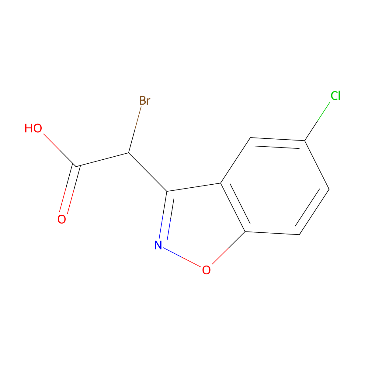 2-Bromo-2-(5-chloro-1,2-benzoxazol-3-yl)acetic acid molecular structure, CAS 121929-74-6
