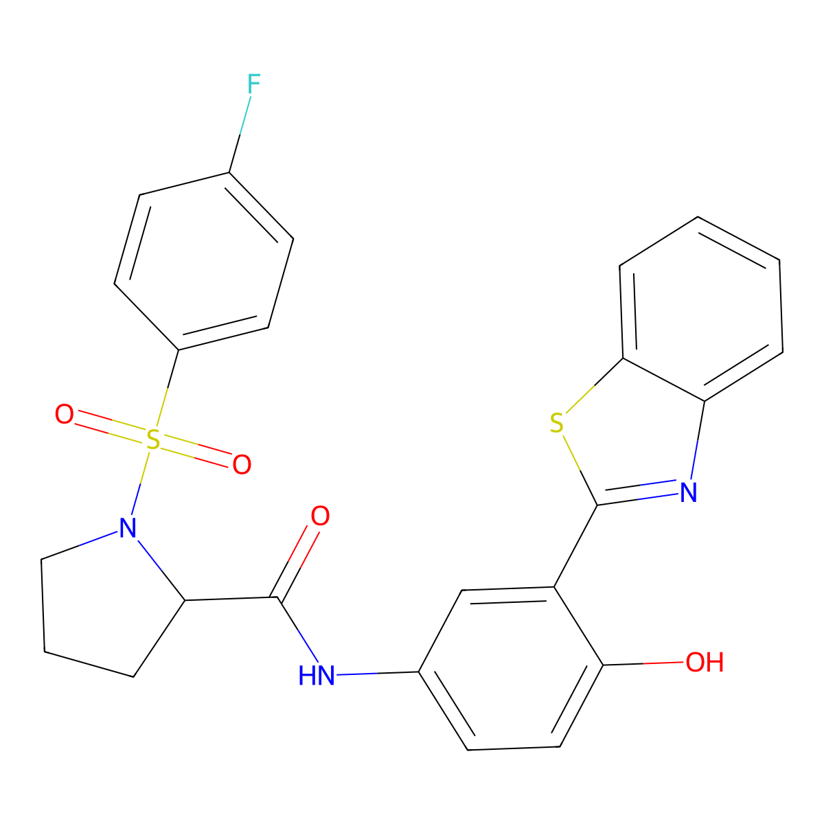 N-(3-(benzo[d]thiazol-2-yl)-4-hydroxyphenyl)-1-((4-fluorophenyl)sulfonyl)pyrrolidine-2-carboxamide molecular structure, CAS 1219329-11-9