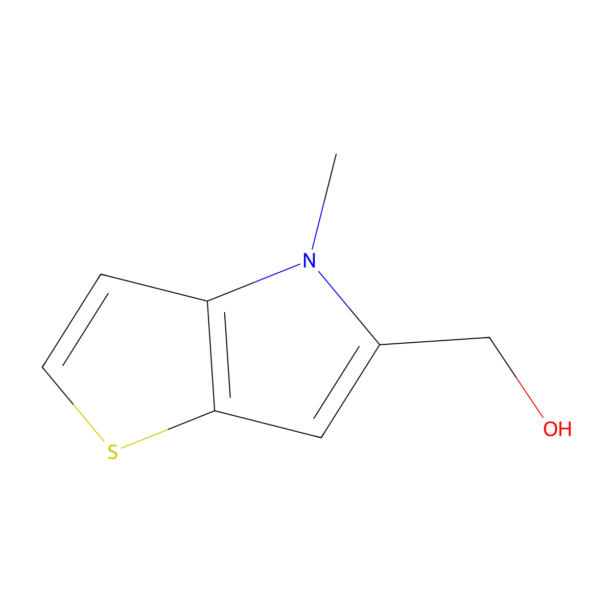 (4-methyl-4H-thieno[3,2-b]pyrrol-5-yl)methanol molecular structure, CAS 121933-59-3