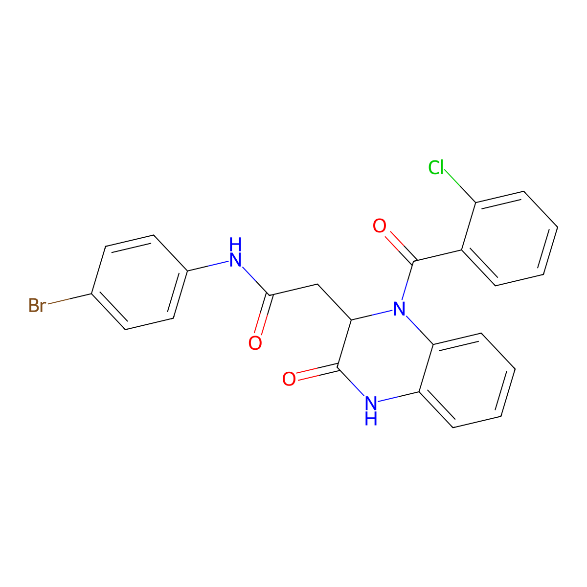 N-(4-bromophenyl)-2-{1-[(2-chlorophenyl)carbonyl]-3-oxo-1,2,3,4-tetrahydroquinoxalin-2-yl}acetamide molecular structure, CAS 1219333-38-6