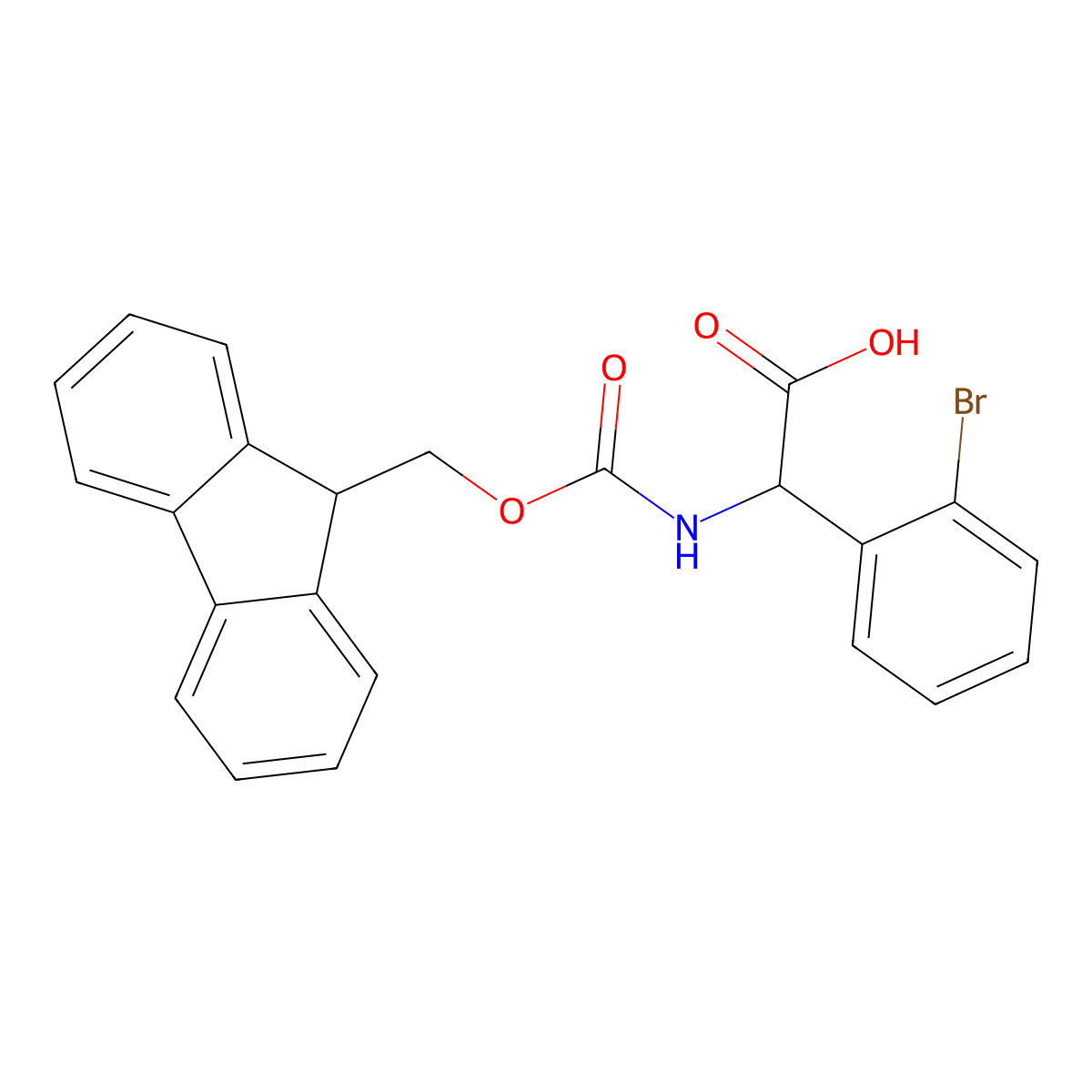 2-(2-bromophenyl)-2-((((9H-fluoren-9-yl)methoxy)carbonyl)amino)acetic acid molecular structure, CAS 1219346-87-8