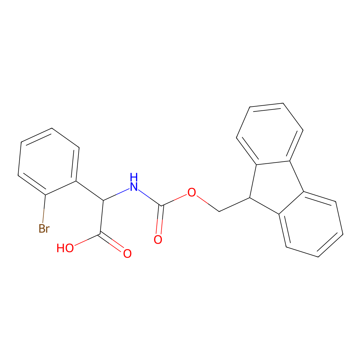 2-(2-bromophenyl)-2-((((9H-fluoren-9-yl)methoxy)carbonyl)amino)acetic acid molecular structure, CAS 1219346-87-8