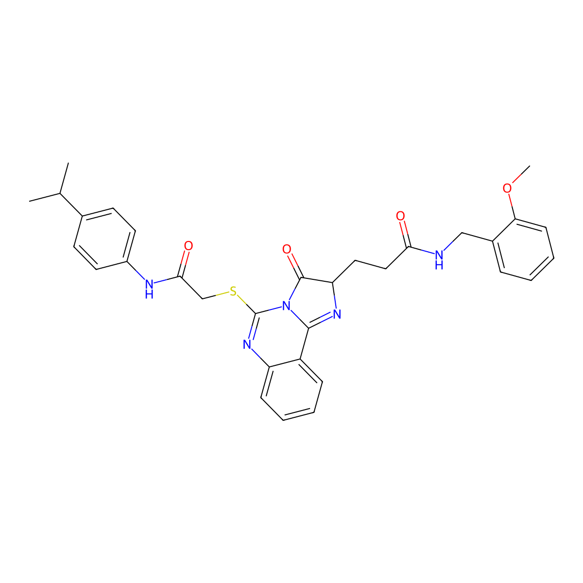 N-[(2-methoxyphenyl)methyl]-3-{3-oxo-5-[({[4-(propan-2-yl)phenyl]carbamoyl}methyl)sulfanyl]-2H,3H-imidazo[1,2-c]quinazolin-2-yl}propanamide molecular structure, CAS 1219346-97-0