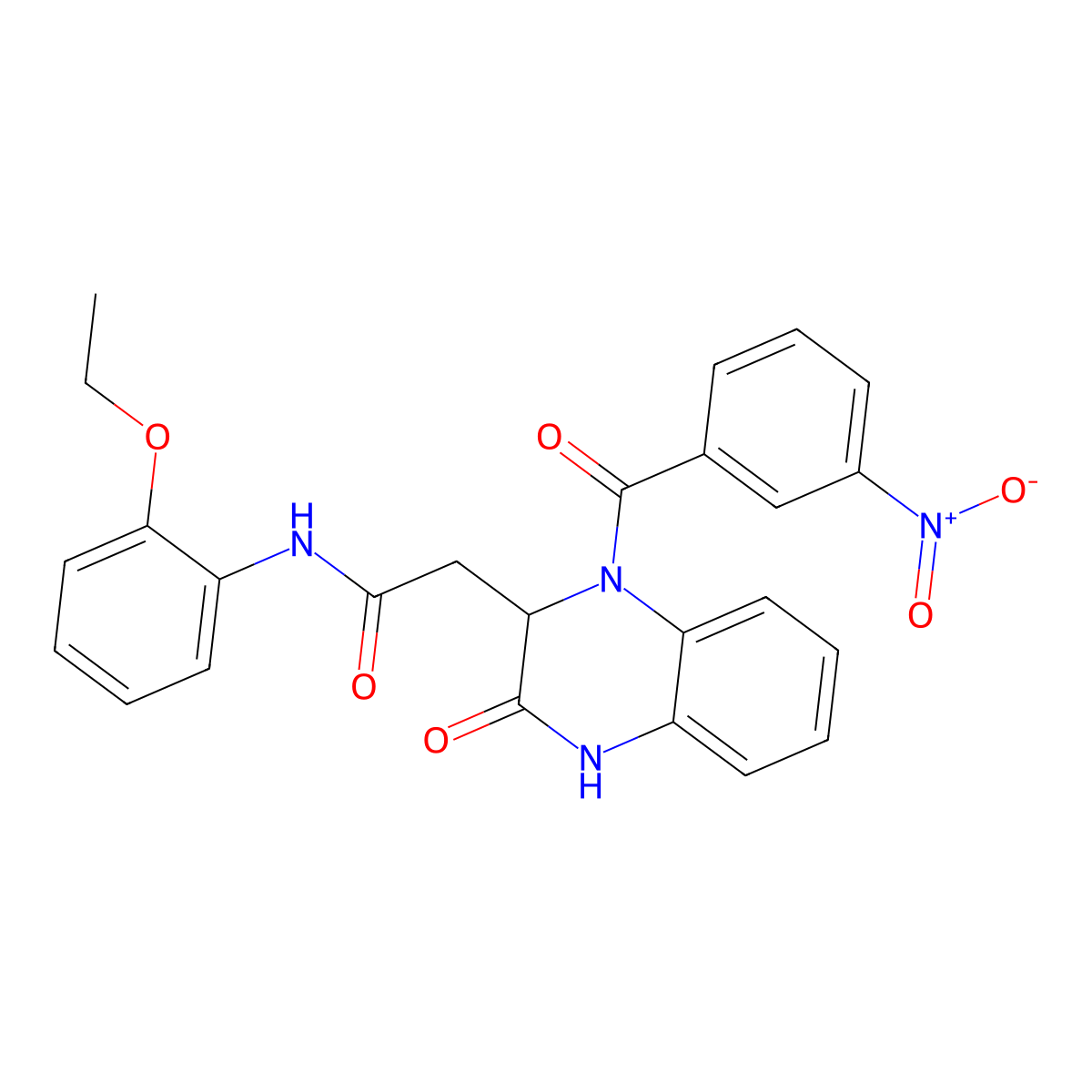 N-(2-ethoxyphenyl)-2-[1-(3-nitrobenzoyl)-3-oxo-1,2,3,4-tetrahydroquinoxalin-2-yl]acetamide molecular structure, CAS 1219349-81-1
