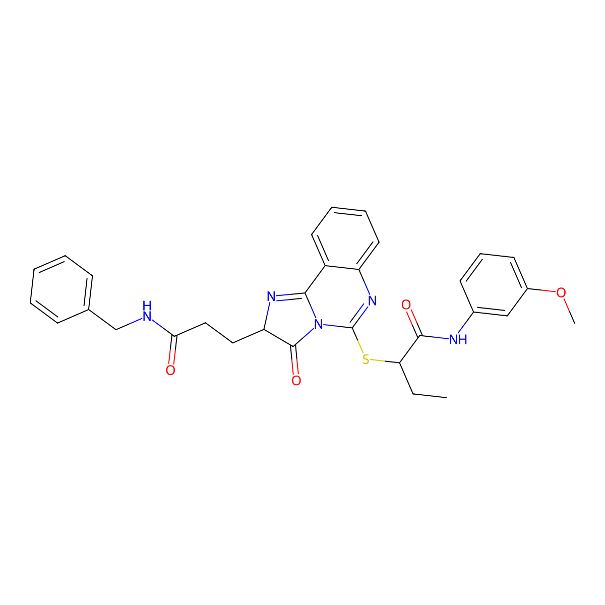 2-({2-[2-(benzylcarbamoyl)ethyl]-3-oxo-2H,3H-imidazo[1,2-c]quinazolin-5-yl}sulfanyl)-N-(3-methoxyphenyl)butanamide molecular structure, CAS 1219354-22-9