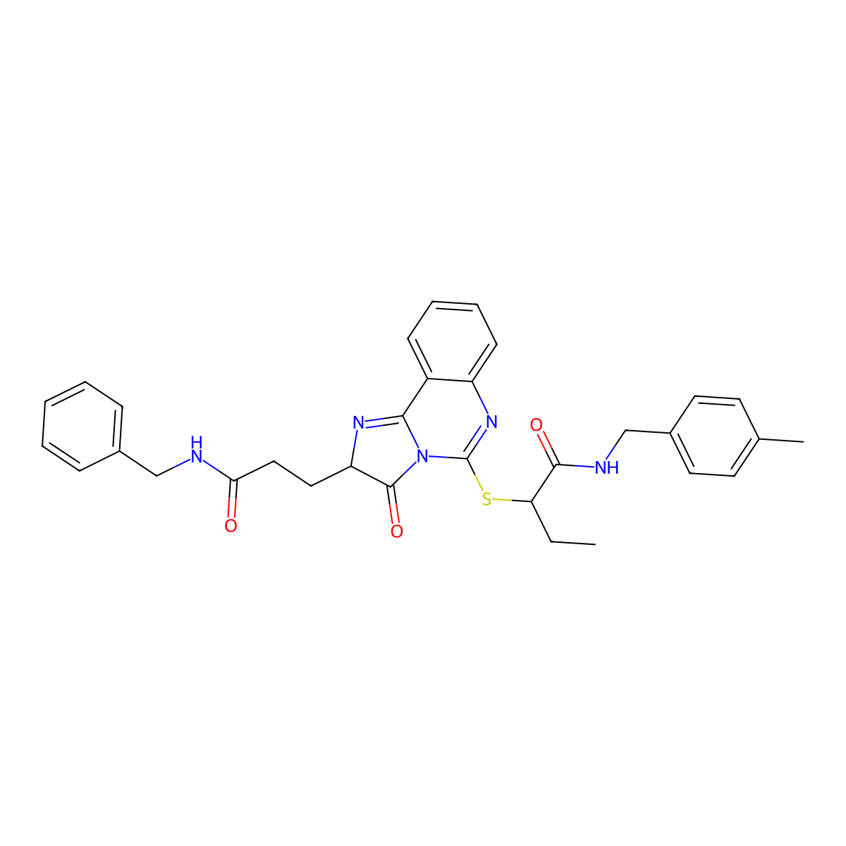 2-({2-[2-(benzylcarbamoyl)ethyl]-3-oxo-2H,3H-imidazo[1,2-c]quinazolin-5-yl}sulfanyl)-N-[(4-methylphenyl)methyl]butanamide molecular structure, CAS 1219356-62-3