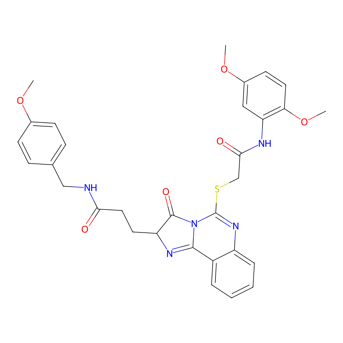 3-[5-({[(2,5-dimethoxyphenyl)carbamoyl]methyl}sulfanyl)-3-oxo-2H,3H-imidazo[1,2-c]quinazolin-2-yl]-N-[(4-methoxyphenyl)methyl]propanamide molecular structure, CAS 1219356-75-8