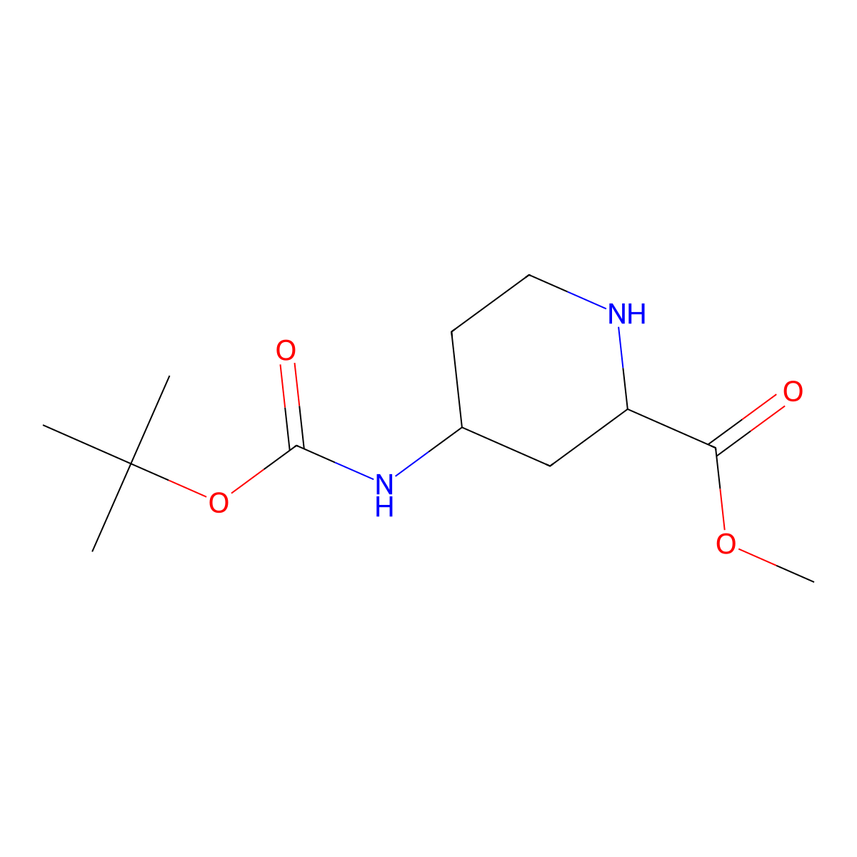 4-Tert-butoxycarbonylamino-piperidine-2-carboxylic acid methyl ester molecular structure, CAS 1219357-31-9