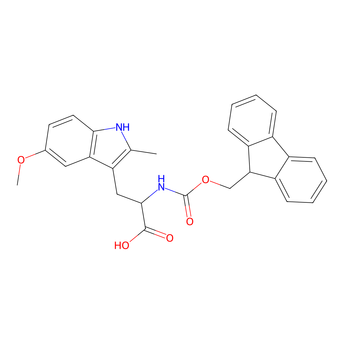 Fmoc-5-methoxy-2-methyl-DL-tryptophan molecular structure, CAS 1219357-78-4