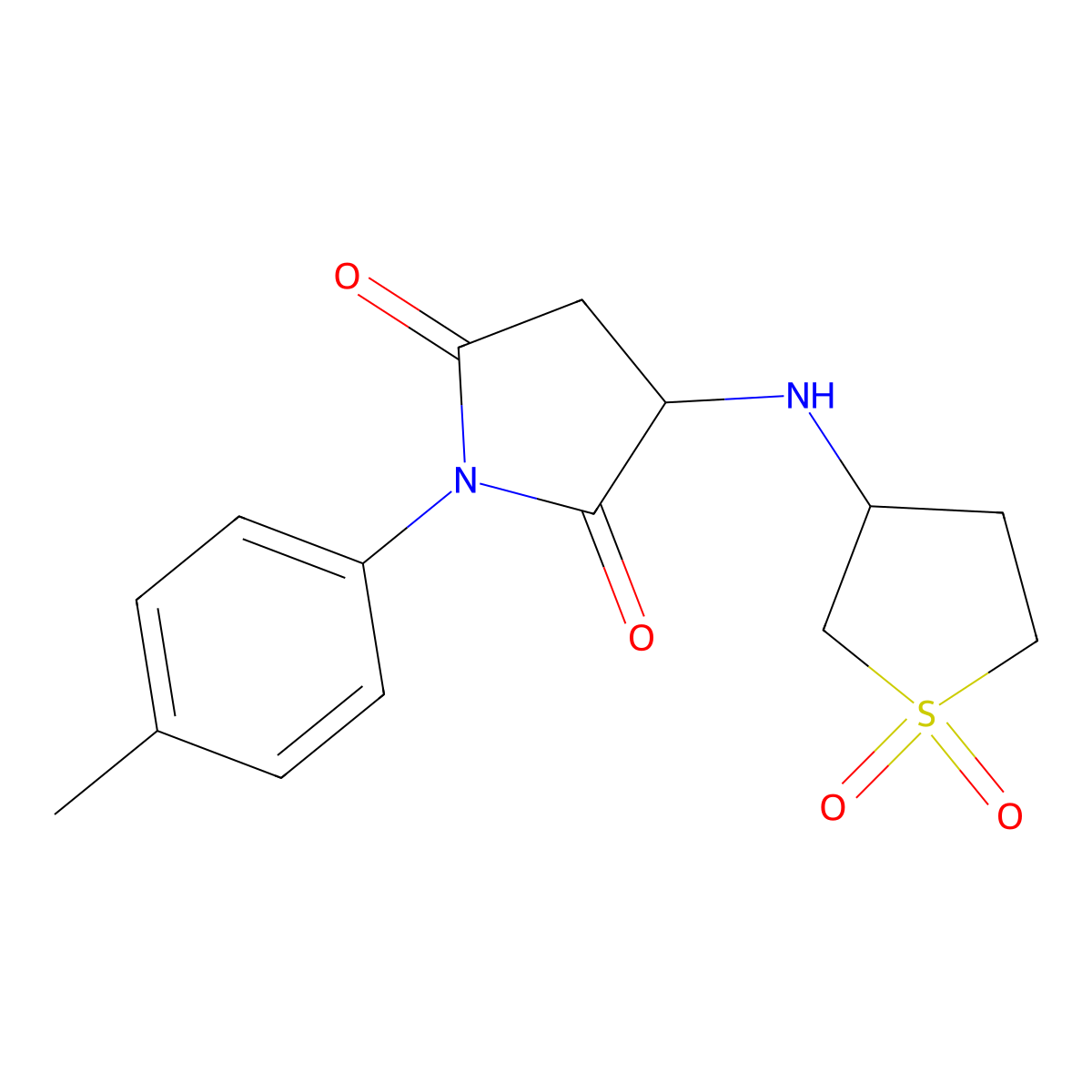 3-[(1,1-Dioxidotetrahydrothiophen-3-yl)amino]-1-(4-methylphenyl)pyrrolidine-2,5-dione molecular structure, CAS 1219357-90-0