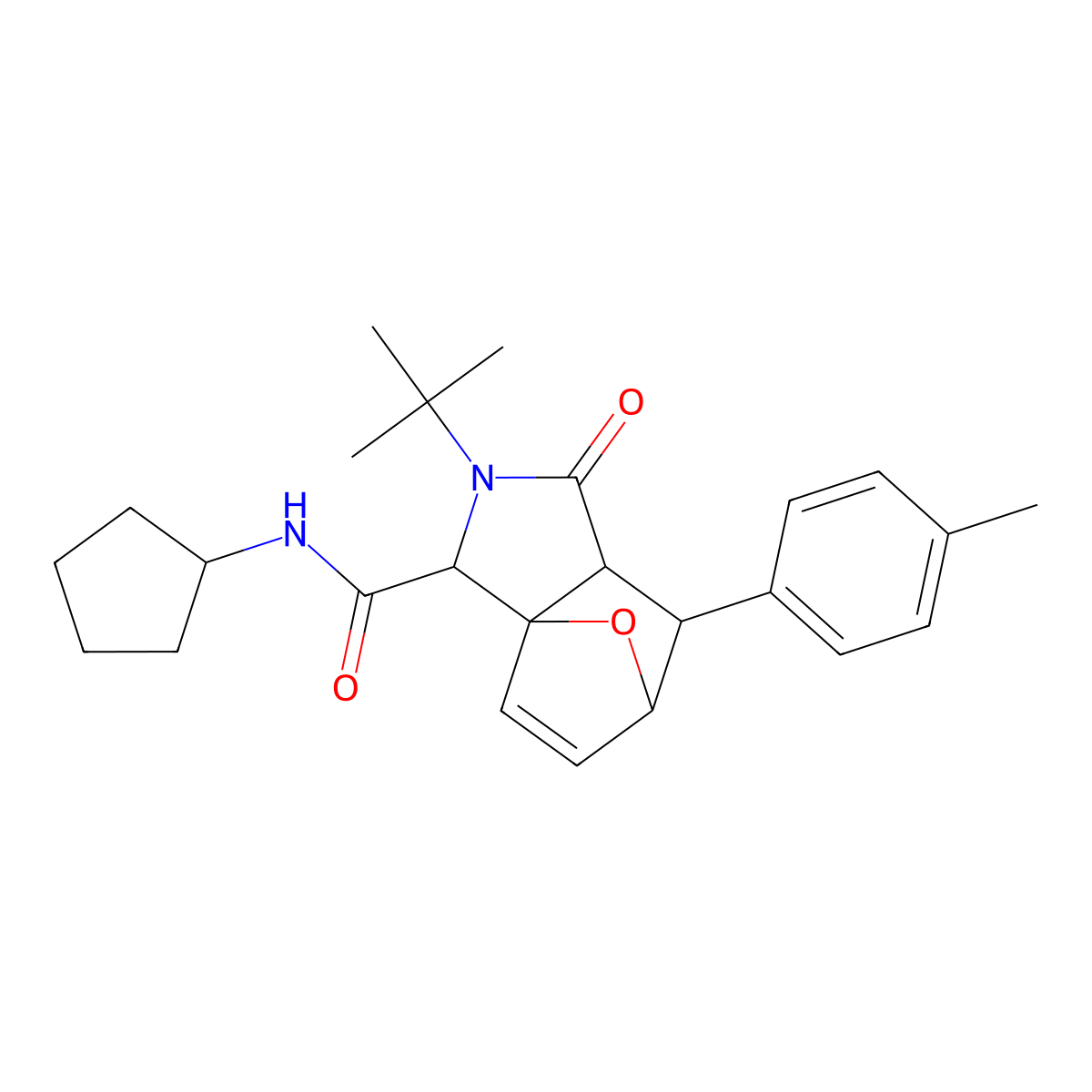 N-Cyclopentyl-2-(1,1-dimethylethyl)-1,2,3,6,7,7a-hexahydro-7-(4-methylphenyl)-1-oxo-3a,6-epoxy-3aH-isoindole-3-carboxamide molecular structure, CAS 1219360-66-3