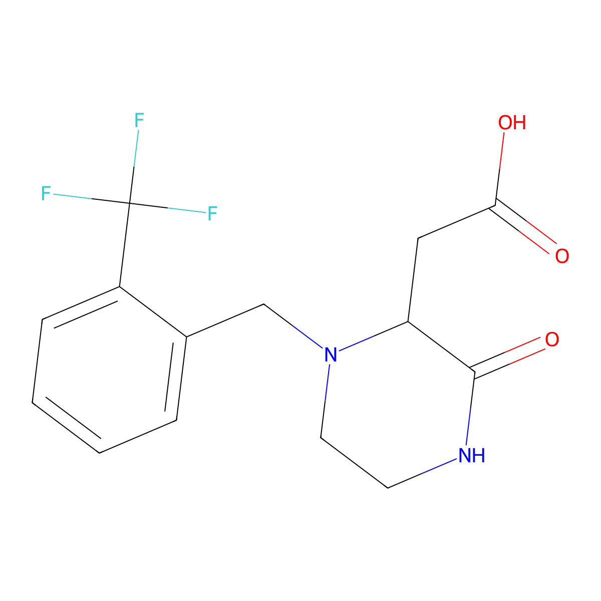{3-Oxo-1-[2-(trifluoromethyl)benzyl]-2-piperazinyl}acetic acid molecular structure, CAS 1219363-14-0
