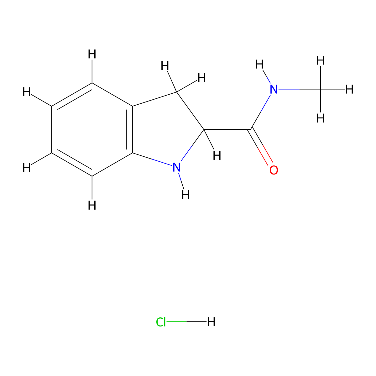 N-methyl-2,3-dihydro-1H-indole-2-carboxamide hydrochloride molecular structure, CAS 1219363-16-2
