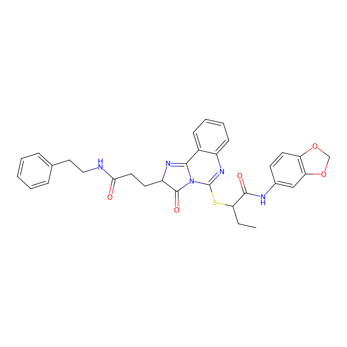 N-(2H-1,3-benzodioxol-5-yl)-2-[(3-oxo-2-{2-[(2-phenylethyl)carbamoyl]ethyl}-2H,3H-imidazo[1,2-c]quinazolin-5-yl)sulfanyl]butanamide molecular structure, CAS 1219368-77-0