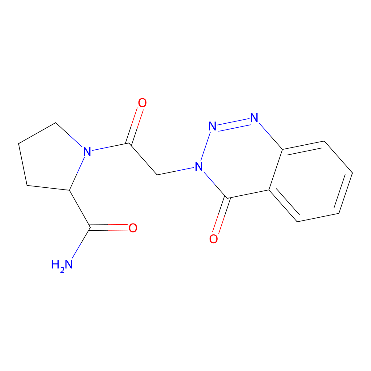 1-[(4-oxo-1,2,3-benzotriazin-3(4H)-yl)acetyl]prolinamide molecular structure, CAS 1219371-38-6