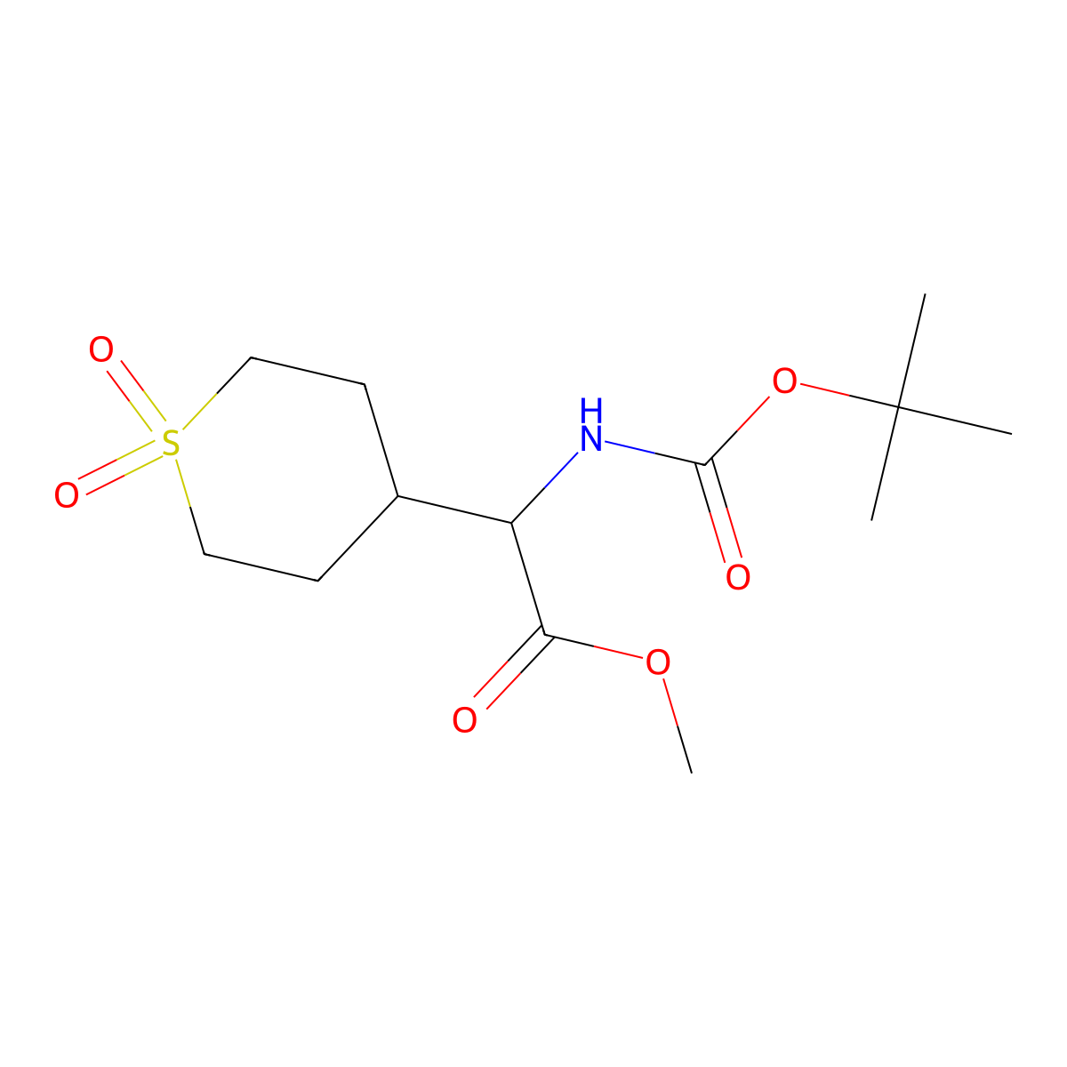 Methyl 2-(boc-amino)-2-(1,1-dioxo-4-tetrahydrothiopyranyl)acetate molecular structure, CAS 1219371-51-3