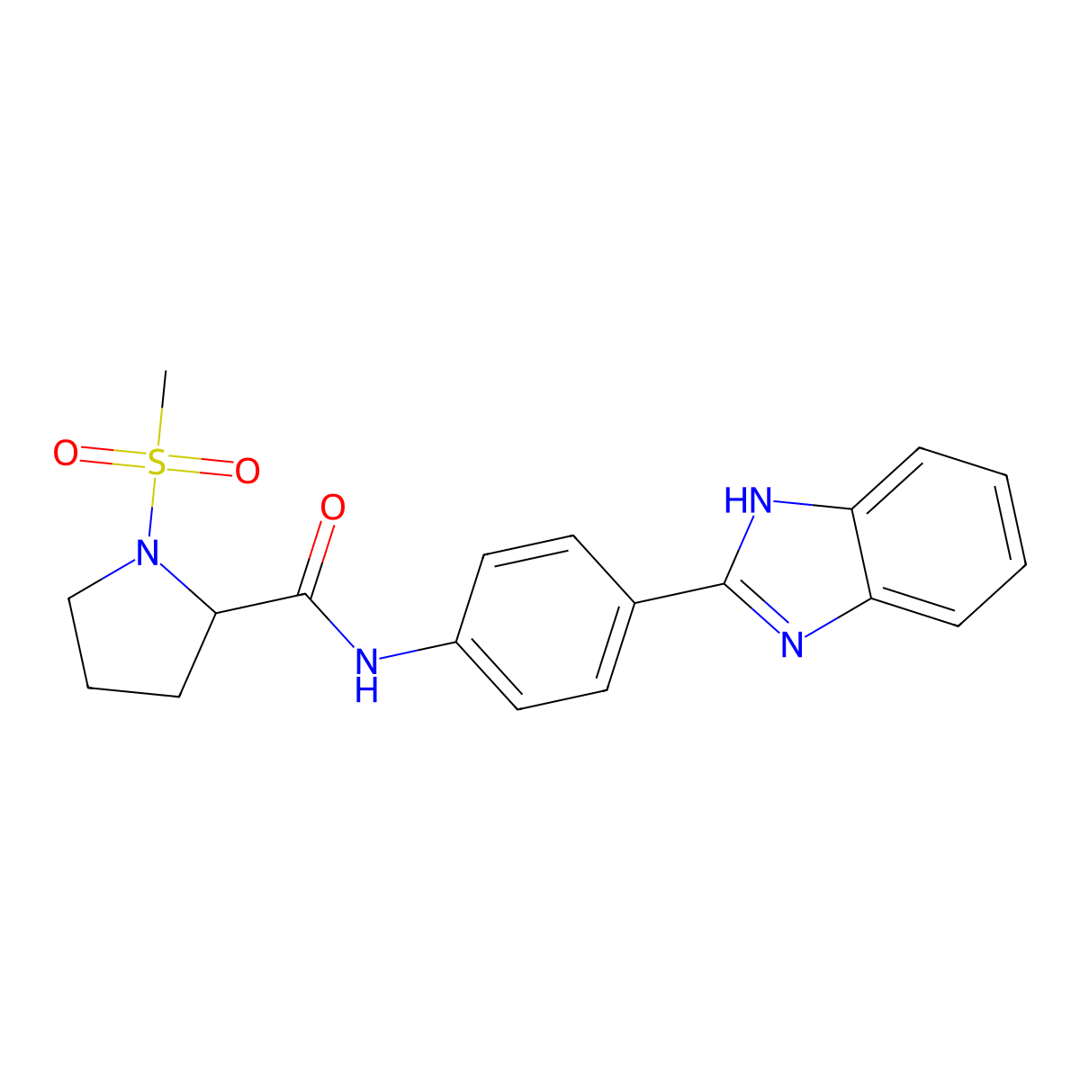 N-(4-(1H-benzo[d]imidazol-2-yl)phenyl)-1-(methylsulfonyl)pyrrolidine-2-carboxamide molecular structure, CAS 1219371-56-8