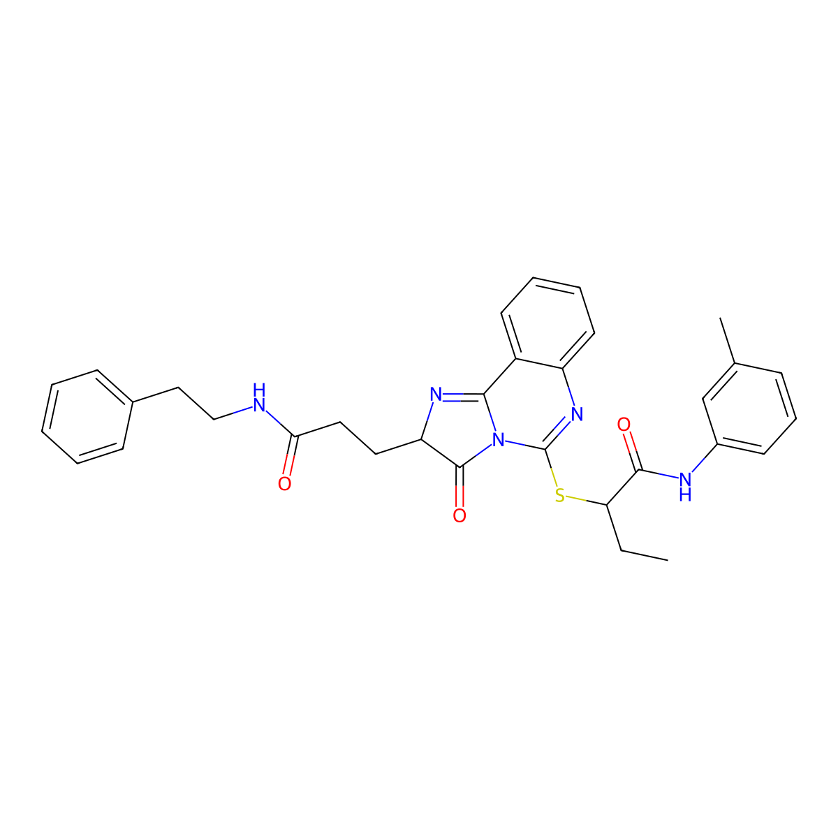 N-(3-methylphenyl)-2-[(3-oxo-2-{2-[(2-phenylethyl)carbamoyl]ethyl}-2H,3H-imidazo[1,2-c]quinazolin-5-yl)sulfanyl]butanamide molecular structure, CAS 1219373-23-5