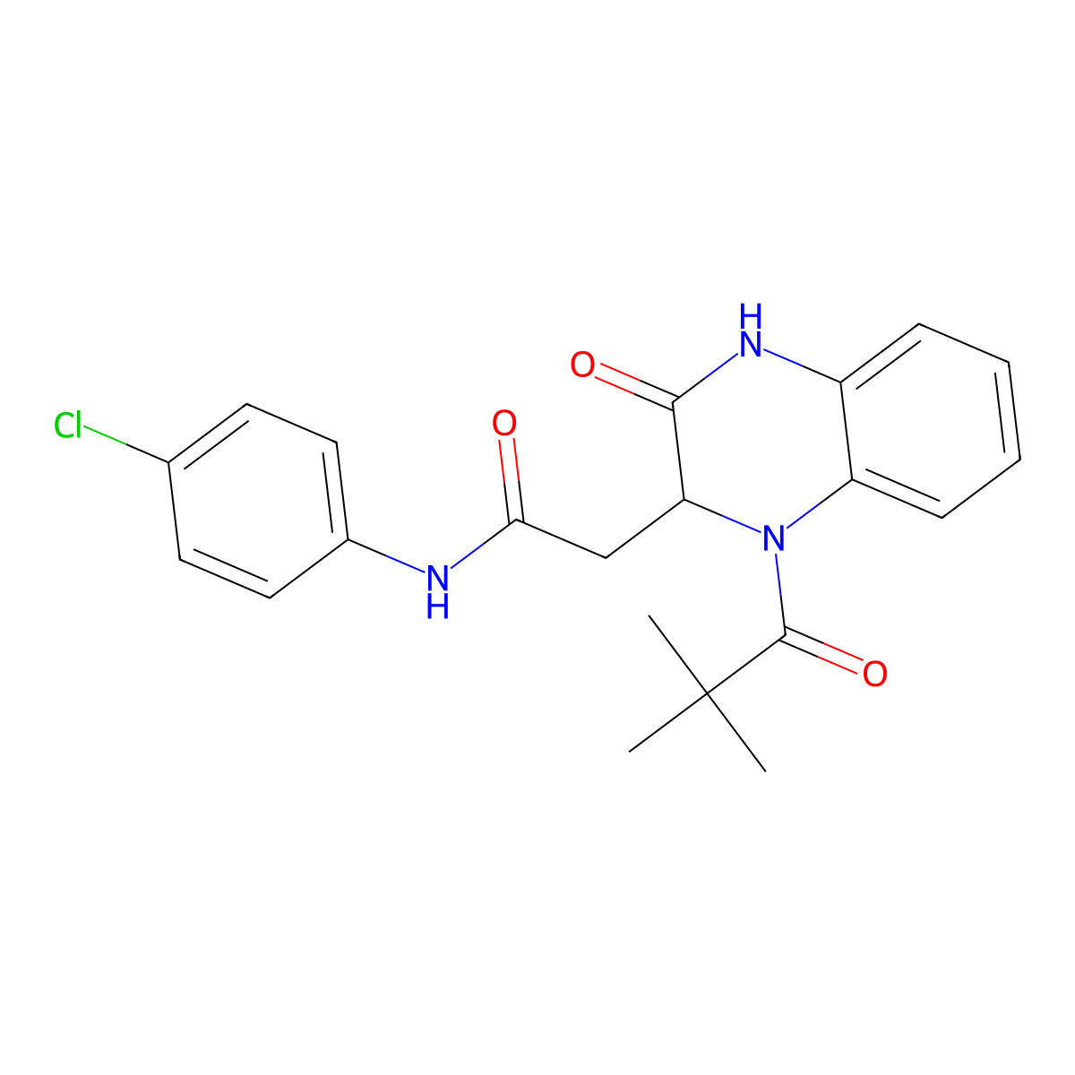 N-(4-chlorophenyl)-2-[1-(2,2-dimethylpropanoyl)-3-oxo-1,2,3,4-tetrahydroquinoxalin-2-yl]acetamide molecular structure, CAS 1219377-50-0