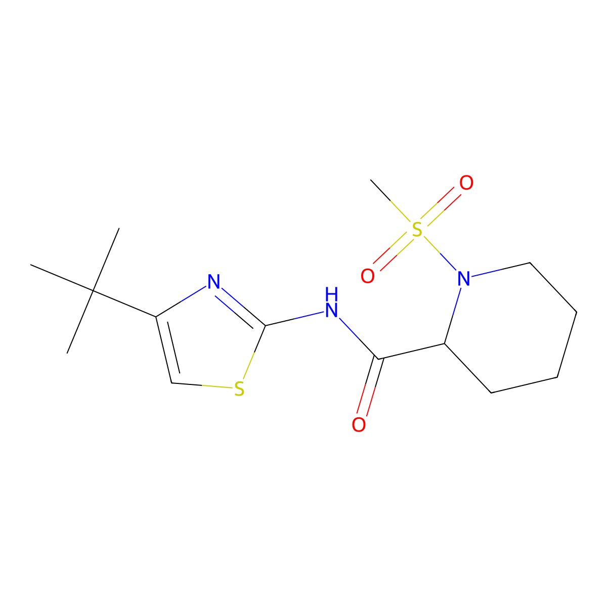 N-(4-tert-butyl-1,3-thiazol-2-yl)-1-methanesulfonylpiperidine-2-carboxamide molecular structure, CAS 1219379-05-1