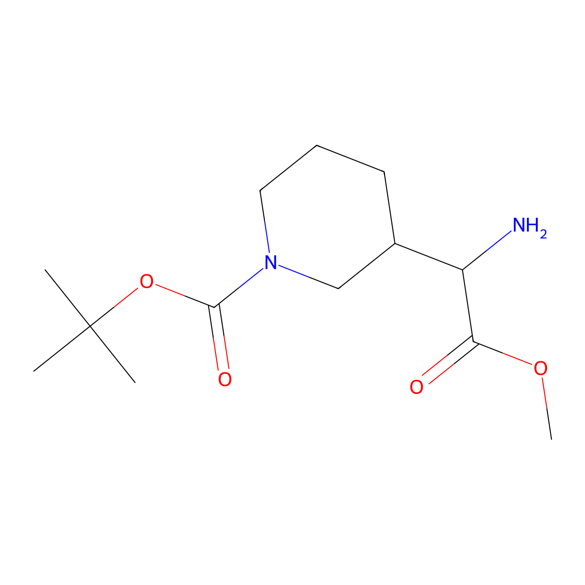 Tert-butyl 3-(1-amino-2-methoxy-2-oxoethyl)piperidine-1-carboxylate molecular structure, CAS 1219380-30-9