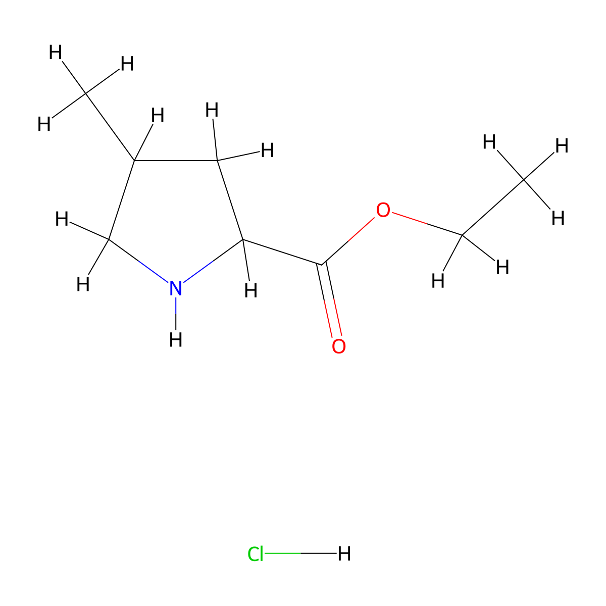 Ethyl 4-methyl-2-pyrrolidinecarboxylate hydrochloride molecular structure, CAS 1219383-53-5