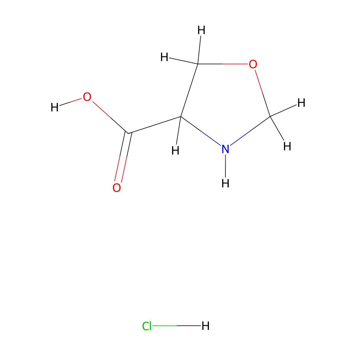 Oxazolidine-4-carboxylic acid hydrochloride molecular structure, CAS 1219384-60-7