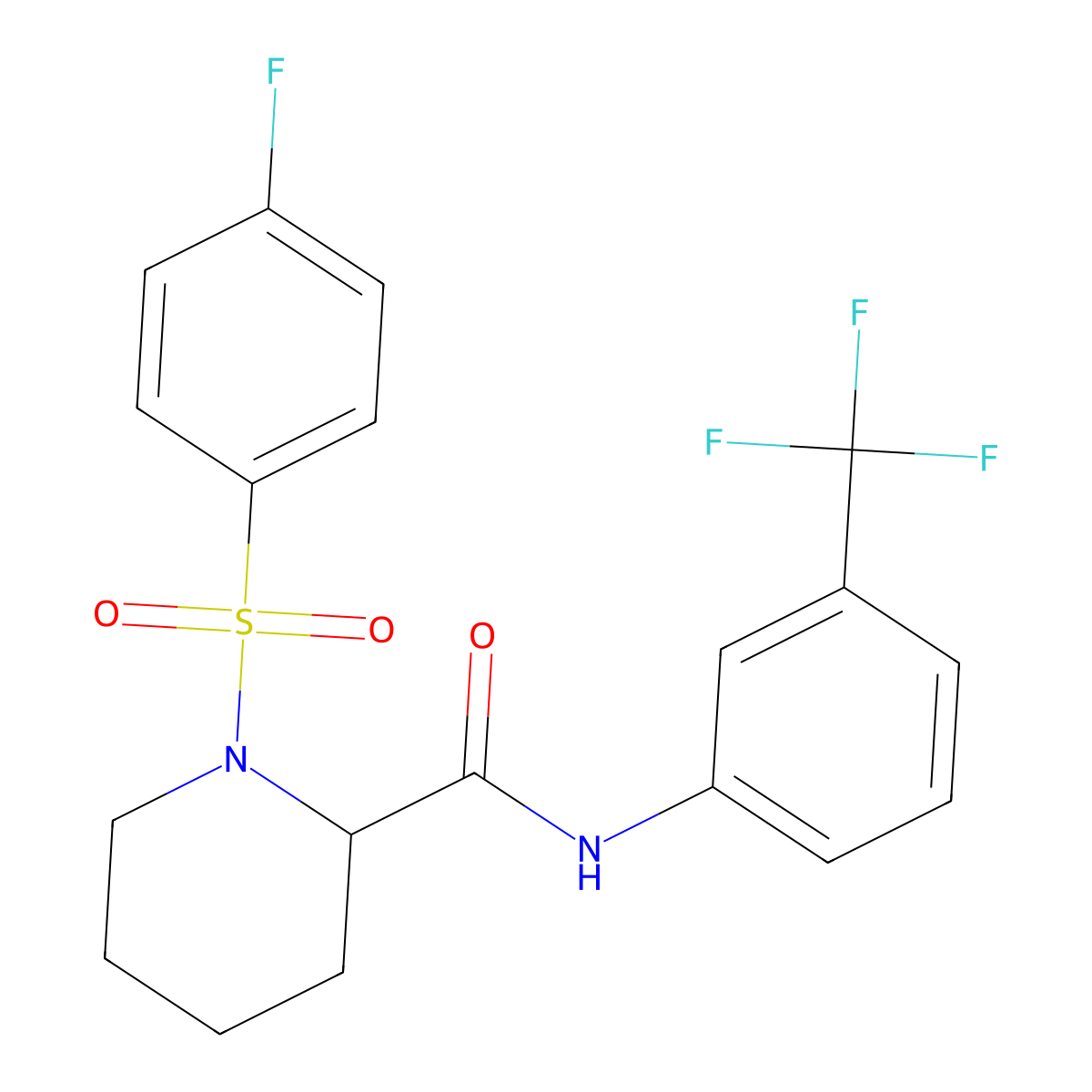 1-[(4-fluorophenyl)sulfonyl]-N-[3-(trifluoromethyl)phenyl]piperidine-2-carboxamide molecular structure, CAS 1219384-62-9