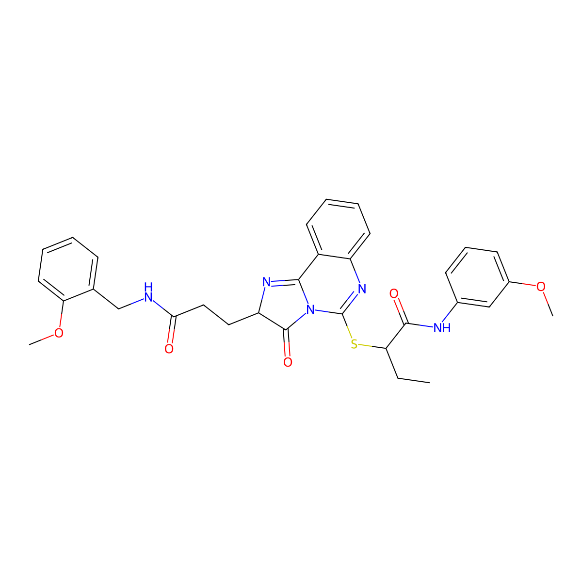 N-(3-methoxyphenyl)-2-{[2-(2-{[(2-methoxyphenyl)methyl]carbamoyl}ethyl)-3-oxo-2H,3H-imidazo[1,2-c]quinazolin-5-yl]sulfanyl}butanamide molecular structure, CAS 1219386-20-5