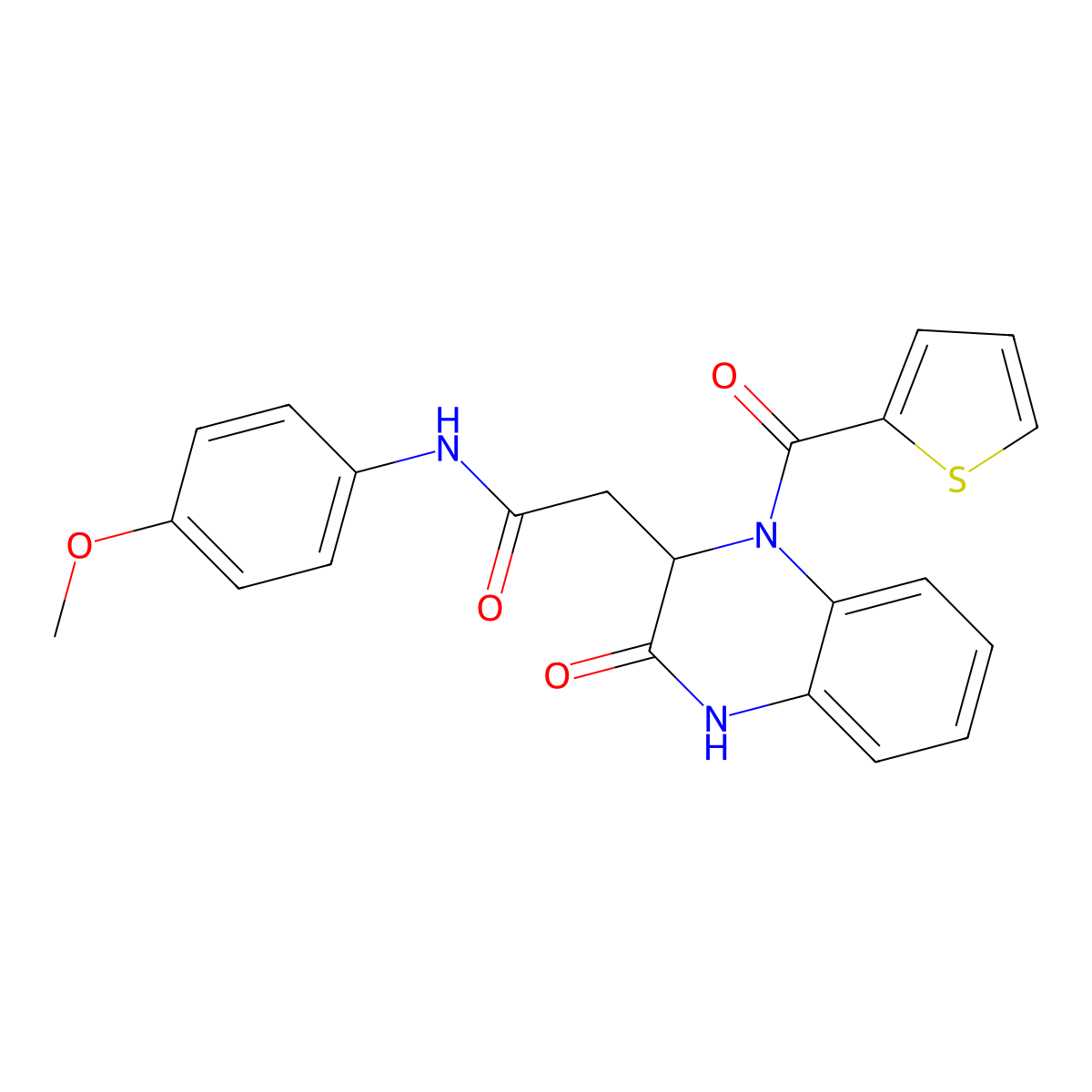 N-(4-methoxyphenyl)-2-[3-oxo-1-(thiophen-2-ylcarbonyl)-1,2,3,4-tetrahydroquinoxalin-2-yl]acetamide molecular structure, CAS 1219387-68-4