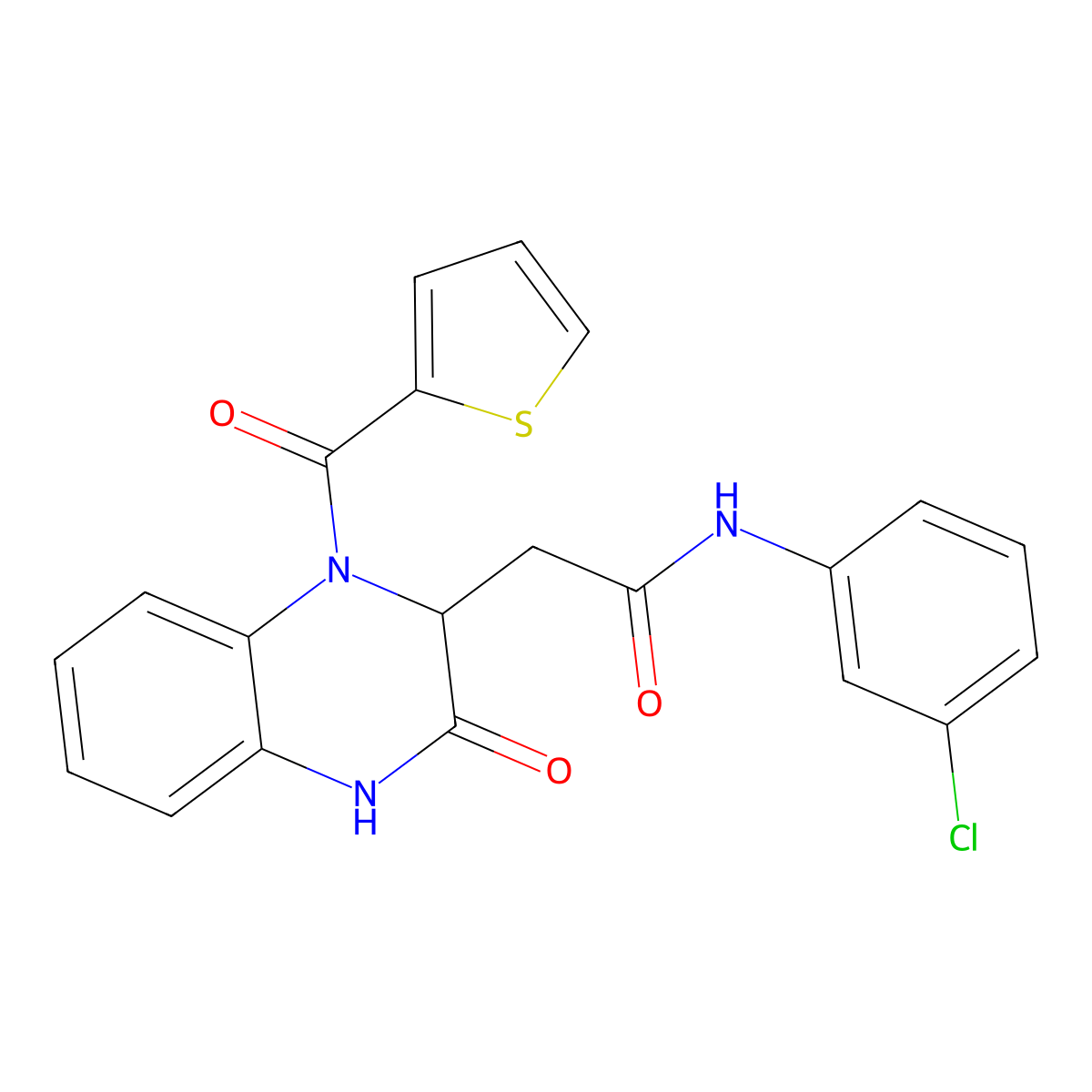 N-(3-chlorophenyl)-2-[3-oxo-1-(thiophene-2-carbonyl)-1,2,3,4-tetrahydroquinoxalin-2-yl]acetamide molecular structure, CAS 1219389-06-6