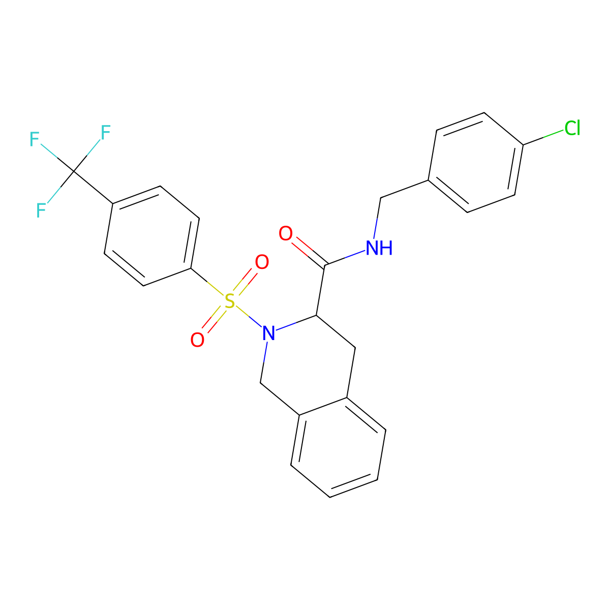 N-[(4-Chlorophenyl)methyl]-1,2,3,4-tetrahydro-2-[[4-(trifluoromethyl)phenyl]sulfonyl]-3-isoquinolinecarboxamide molecular structure, CAS 1219389-85-1