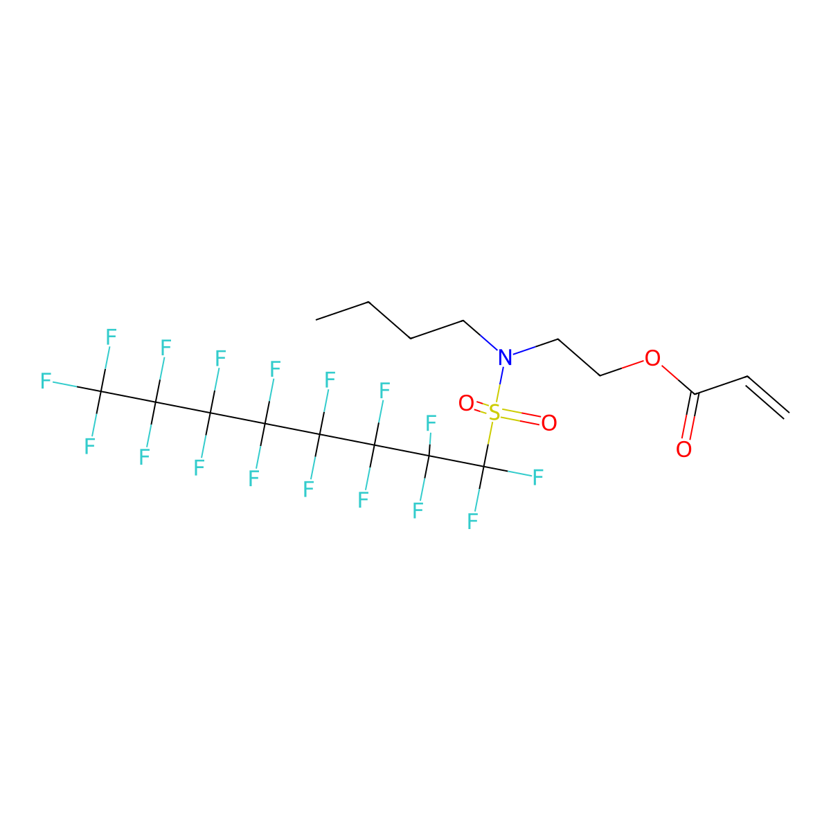 2-Propenoic acid, 2-[butyl[(1,1,2,2,3,3,4,4,5,5,6,6,7,7,8,8,8-heptadecafluorooctyl)sulfonyl]amino]ethyl ester molecular structure, CAS 121939-32-0