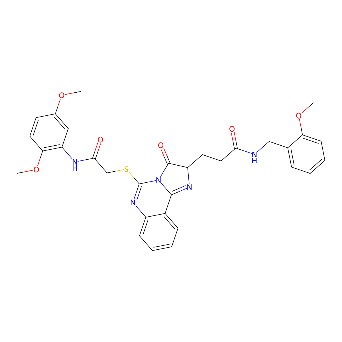 3-[5-({[(2,5-dimethoxyphenyl)carbamoyl]methyl}sulfanyl)-3-oxo-2H,3H-imidazo[1,2-c]quinazolin-2-yl]-N-[(2-methoxyphenyl)methyl]propanamide molecular structure, CAS 1219391-06-6