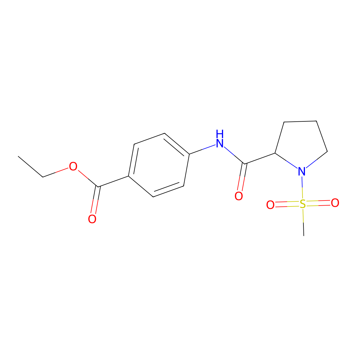 Ethyl 4-(1-(methylsulfonyl)pyrrolidine-2-carboxamido)benzoate molecular structure, CAS 1219393-46-0